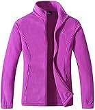 GIMECEN Women's Lightweight Full Zip Soft Polar Fleece Jacket Outdoor Recreation Coat With Zipper Pockets Large