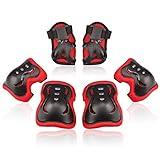 Kids/Youth Knee Pad Elbow Pads Guards Protective Gear Set for Roller Skates Cycling BMX Bike Skateboard Inline Skatings Scooter Riding Sports (Black / Red, Medium(9-15 years))
