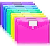 Sooez 10 Pack Plastic Envelopes Poly Envelopes, Clear Document Folders File Folders US Letter A4 Size File Folder with Label Pocket, Teacher School Office Supplies Organization Storage, Assorted Color