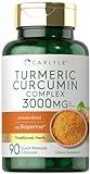 Carlyle Turmeric Curcumin with Black Pepper 3000mg | 90 Powder Capsules | Complex Supplement with Bioperine | Non-GMO, Gluten Free