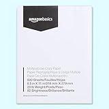 Amazon Basics Multipurpose Copy Printer Paper, 8.5 x 11 Inches, 20 lb, 1 Ream, (500 Sheets), 92 Bright, White