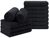 Orighty Black Salon Towel, Pack of 12 (Not Bleach Proof, 16 x 29 Inches) Super Soft and Absorbent Microfiber Hair Salon Towels for Salon, Hand, Gym, Bath, Spa and Home Hair Care