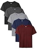 QWE 5 Pack Boys Shirts Youth Dry Fit Shirts Athletic Short Sleeve T-Shirt Boys' Activewear Tops for Youth Teens 5-18 Years