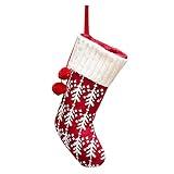 Personalized Christmas Stockings White and Red Yarn Red White Knitted with 2 Pom Pom Balls Hanging Holder Modern Art Decor Set for Tree Gifts Family Farmhouse Home Friends DIY Season Fireplace
