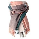 YSense Women's Long Plaid Blanket Scarf Chunky Oversized Winter Fall Warm Big Tartan Scarves Wrap Shawl Ladies Gifts