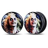 POBAISITER 2PCS Acrylic Solid Screw On Ear Tunnels and Plugs Resin Allergy Free Stretcher Horrible Dark Element Ear Gauges For Women Men Body Piercing Jewelry