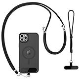 CACOE Cell Phone Lanyard 2 Pcs-1 Pcs Adjustable Neck Strap,1 Pcs Wrist Strap, 2 Pcs Pads, Universal Crossbody, Multifuctional Compatible with Most Smartphones(Black)