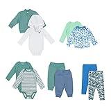 Hanes Wardrobe, Flexy Soft 4-Way Stretch Knit and Fleece Gift Set, Babies and Toddlers, Dusty Green/Blue, 12-18 Months