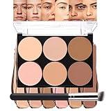 evpct 6 Colors Concealers Full Coverage Cream Contour Palette with Brush for Older Women, Under Eye Color Corrector Tri Color Pot Concealer Palette for Dark Circles Mature Skin Makeup, Waterproof, B1