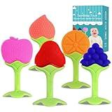 5 PCS Baby Teething Toys, Bagvhandbagro Soft Fruit Teething Toys for Babies 0-6 Months 6-12 Months, Silicone Baby Teethers Stick Freezer Safe for Infants and Toddlers