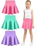 Toddler Skirt Little Girls Athletic Uniform Skorts Golf Outfit Cheer Tennis Skirts with Shorts Green+Light Purple+Peach5-6Y