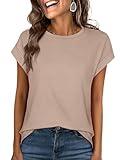 ANRABESS Womens Tops Summer Cap Sleeve Basic Tee Shirts 2025 Trendy Loose Fit Casual Dressy Business Work Tshirts Clothes Khaki Large