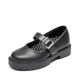 DREAM PAIRS Girls Mary Jane Chunky Platform School Uniform Dress Shoes Party Oxford Pumps for Toddler/Little Big Kid,Size 1 Little Kid,Black,KKUMFA2506