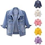 Jean Jacket Women Plus Size Denim Jacket for Women Button Down 3/4 Short Sleeve Cropped Jean Jackets with Pockets Casual Lightweight Shackets 2025 Fall Outfits for Womens 2025 Blue 5X-Large