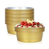 BondOnLum Disposable Gold Aluminum Foil Pan, Deep Bowl Container,Heavy Duty Foil Pans,Round Pans for Baking,Grilling and Cooking,40.5oz,7 inches(10 Pack)