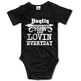 Pengshiliu Hunting Fishing and Loving Every Day Baby Climbing Short Sleeve Onesie 0-6 Month Black
