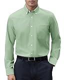 Lusead Mens Regular Fit Business Casual Dress Shirts Long Sleeve Oxford Shirts Button Down-Bean Green-2XL
