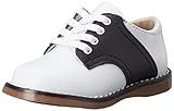 FOOTMATES Cheer Lace-Up Saddle Oxford Girls and Boys Dress Shoes with Wide Toe Box and Custom-Fit Insoles, Non-Marking Outsoles, White/Black - 8 Toddler (1-4 Years)