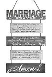 Buecasa Marriage Rustic Sign with 5pcs Panels Strung Together - Bridal Shower Gift for Couples Wife Husband - Christian Religious Inspiring Home Decor Newlywed