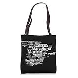 Spain Map Silhouette Towns Cities Madrid Travel Espana Tote Bag