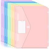 Forvencer Binder Pocket, 10 Pack Super Heavyweight Plastic Folders with Tight Closure, Binder Folders Side Loading, 3 Ring Binder Pocket, Binder Dividers with Pockets, Letter Size, Pastel Series