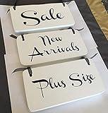 Retail signs with ribbons, Lot of 3 signs, Sale, New Arrivals, Plus Size, Solid Wood signage, Boutique Decor