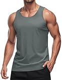 MAGCOMSEN Muscle Tank Top Men UPF 50+ Sun Protection Summer Quick Dry Workout Sleeveless Shirts for Men Dark Grey Large