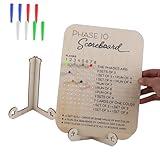 Phase 10 Score Board,with Bracket,for Phase 10 Card Game,Dedicated Deck Card Games Phase 10 Card Game Wooden Made Score Board with Vertical Bracket &10 Colored Pegs,for Families,Adults & Kids(1 Pack)