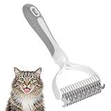 Cat Brush for Shedding, Cat Brushes for Indoor Cats, Double-Sided Deshedding Dematting Tool, Stainless Steel Deshedding Dog Brush for Detangling and Removing Loose Fur(17 teeth)