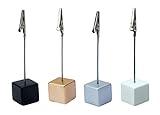 4 Pcs Memo Clip Holders Stand with Alligator Clasp Pictures Card Paper Note Clip for Office Home Use, Paper Stand for Desk, Office Memo Holders