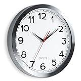 AYRELY® Wall Clock – 14 Inch Metal Decorative Modern Analog Clock, Silent Non-Ticking Battery Operated Large Classic Wall Clocks for Kitchen, Living Room, Bedroom, Office, Classroom（Classic-14in）
