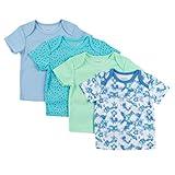 Hanes Baby T, Flexy Soft Stretch Shirt, Expandable Shoulder, 4-Pack, Blue/Green, 18-24 Months
