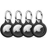 MOLOSLEEVE [4 Pack] for Airtag Holder Case with Keychain, Shockproof GPS Cover Anti-Scratch Key Chain, for Airtags Accessories for GPS Item Tracker Cases for Bags, Luggages, Black/Black/Black/Black