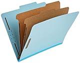 Amazon Basics Classification Folder with Prongs, 100% Recycled, 2 Dividers, 2" Embedded, 12.17 x 10.39 inch (Letter) Size, Light Blue, 10 Count per Box