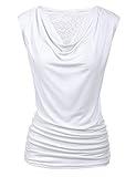 Zeagoo Juniors Cowl Neck Ruched Side Slim Fit Top,White,Large