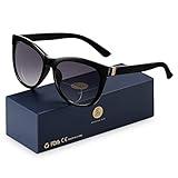 EASY READ Bifocal Reading Sunglasses for Women，Fashion Sun Readers UV400 Protection(Magnification 2.50, Black)