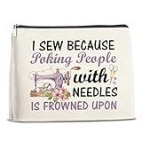 FYDHQSS Sewing Gifts Makeup Bag, Hostess Gift for Women Mom Grandma Birthday Christmas, Quilting Gifts for Quilters Sewing Lovers Cosmetic Bag with Zipper Travel Toiletry Makeup Pouch for Purse