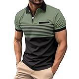 Generic prime of day deals button down shirt men Men's Button Down Short Sleeve Shirts Fashion Color Block Tops Casual Collared Loose Fit T Shirt mens hawaiian shirts short sleeve Army Green L