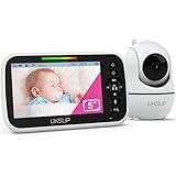 UKSUP Baby Monitor with Camera and Audio- Video Baby Monitor with 960ft Long Range, Remote Pan-Tilt-Zoom, Night Vision, Temperature Sensor, 2-Way Talk, 8 Lullabies, 30-Hour Battery & No WiFi