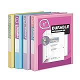 Zzrywuty Durable 3 Ring Binder, 1 Inch, Economy 4 Pack, Each Holds 225 Pages, D-Ring Presentation View Binders for Office, School, Home (Pastel Assortment)