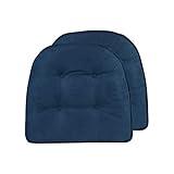 Klear Vu Omega Non-Slip Chair Cushions, Assembled in USA, U-Shaped Skid-Proof Seat Pads for Dining Room, Kitchen, Office, 15"x16", 2 Pack, Linear Indigo Blue 2 Count