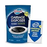 Glisten Garbage Disposer Cleaner and Freshener, Sink Disposal Odor Eliminator with Foaming Action, Lemon Scent, 4 Packets
