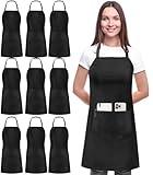 Utopia Kitchen 10 Pack Bib Apron, Unisex Adjustable Aprons with 2 Pockets, Waterdrop Resistant Cooking Kitchen Chef Apron for Men Women