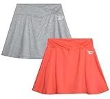 Reebok Girls Skorts - 2 Pack Girls Athletic Skort Breathable Summer Skorts Activewear Athletic Skirts for Workout Sports, Size 8, Hot Coral/Grey