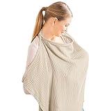 Konssy Muslin Nursing Cover for Baby Breastfeeding, Breathable 100% Cotton Breastfeeding Cover with Rigid Hoop for Mother Nursing Apron, Multi-use Carseat Canopy (Summer Wheat)