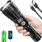 Flashlights High Lumens Rechargeable, 2000LM LED Super Bright Flash Light, Zoomable Linternas with LCD Digital Display, 5 Mode, Waterproof, Powerful Tactical Flashlight for Emergencies Camping Gift