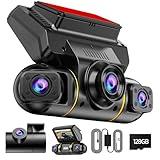 LAMTTO Dash Cam Front and Rear Inside with Hardwire Kit for 24h Security Parking Monitor, 360 Degree View 4 Channel 1080P Dash Camera for Cars Left Right, IR Night Vision Dashcam, Free 128GB Card