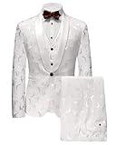 Wemaliyzd Slim Fit Suits for Men Business Groom Suits for Wedding Prom Dancing Party Fancy Suit 3 Piece Tuxedo (Ivory,38R)