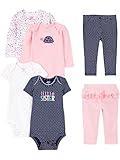 Simple Joys by Carter's Baby Girls 6-Piece Bodysuits (Short and Long Sleeve) and Pants Set, Multicolor/Dots/Floral/Hearts/Turtle, 0-3 Months