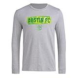 adidas Men's Long Sleeve Pre-Game T-Shirt, Medium Grey Heather/Austin Fc, Small